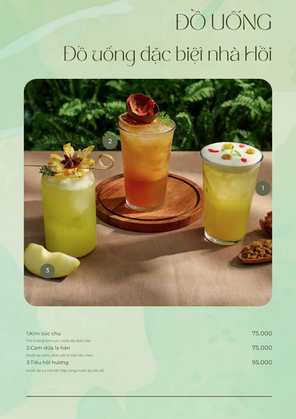 menu đồ uống