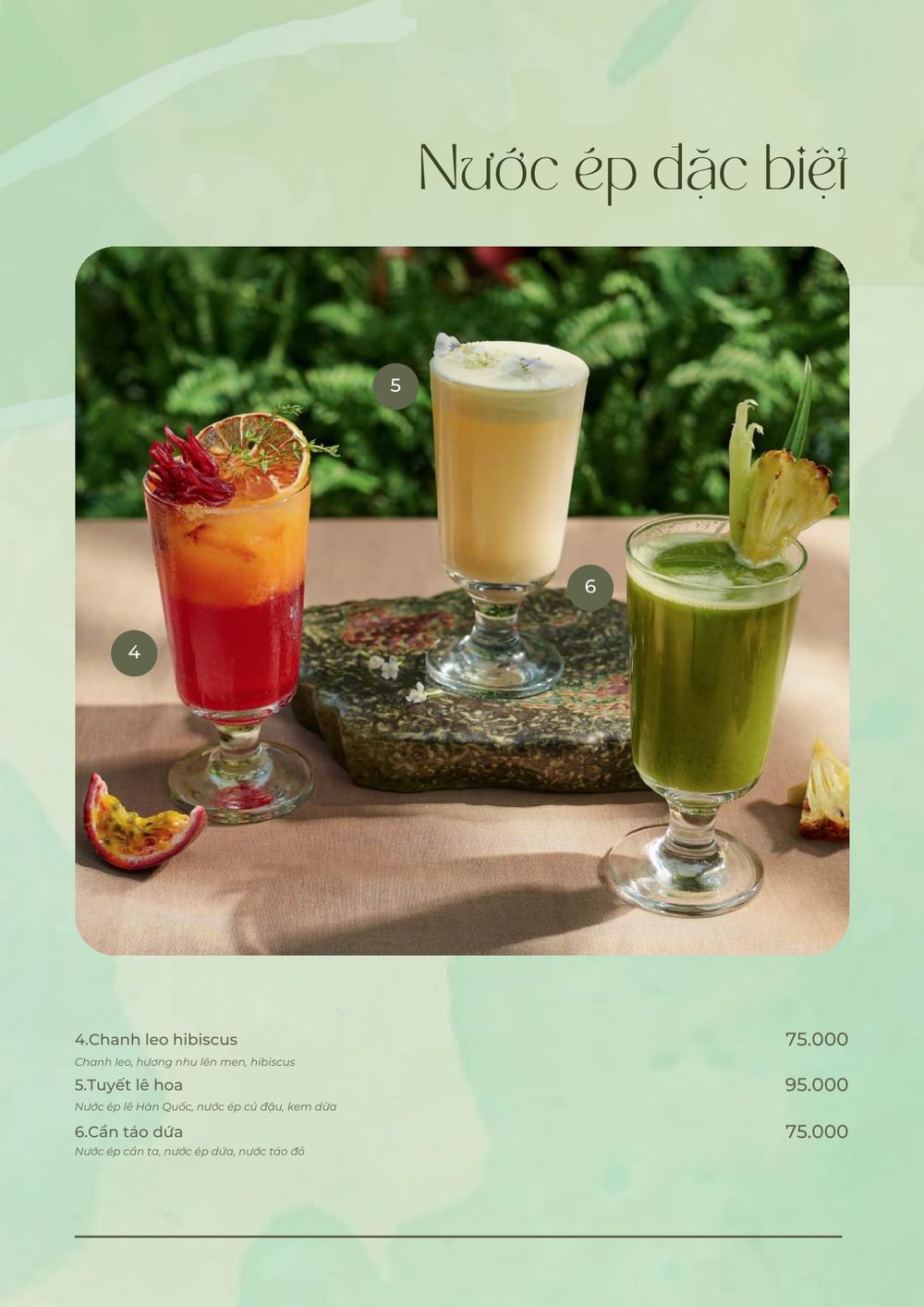 menu đồ uống