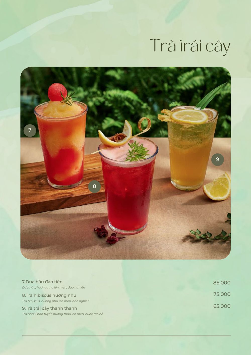menu đồ uống
